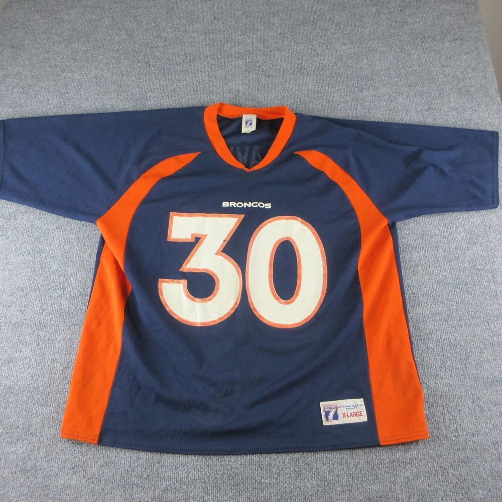 Vintage Denver Broncos Jersey Mens XL Blue NFL Football Logo 7 Terrell Davis 90s